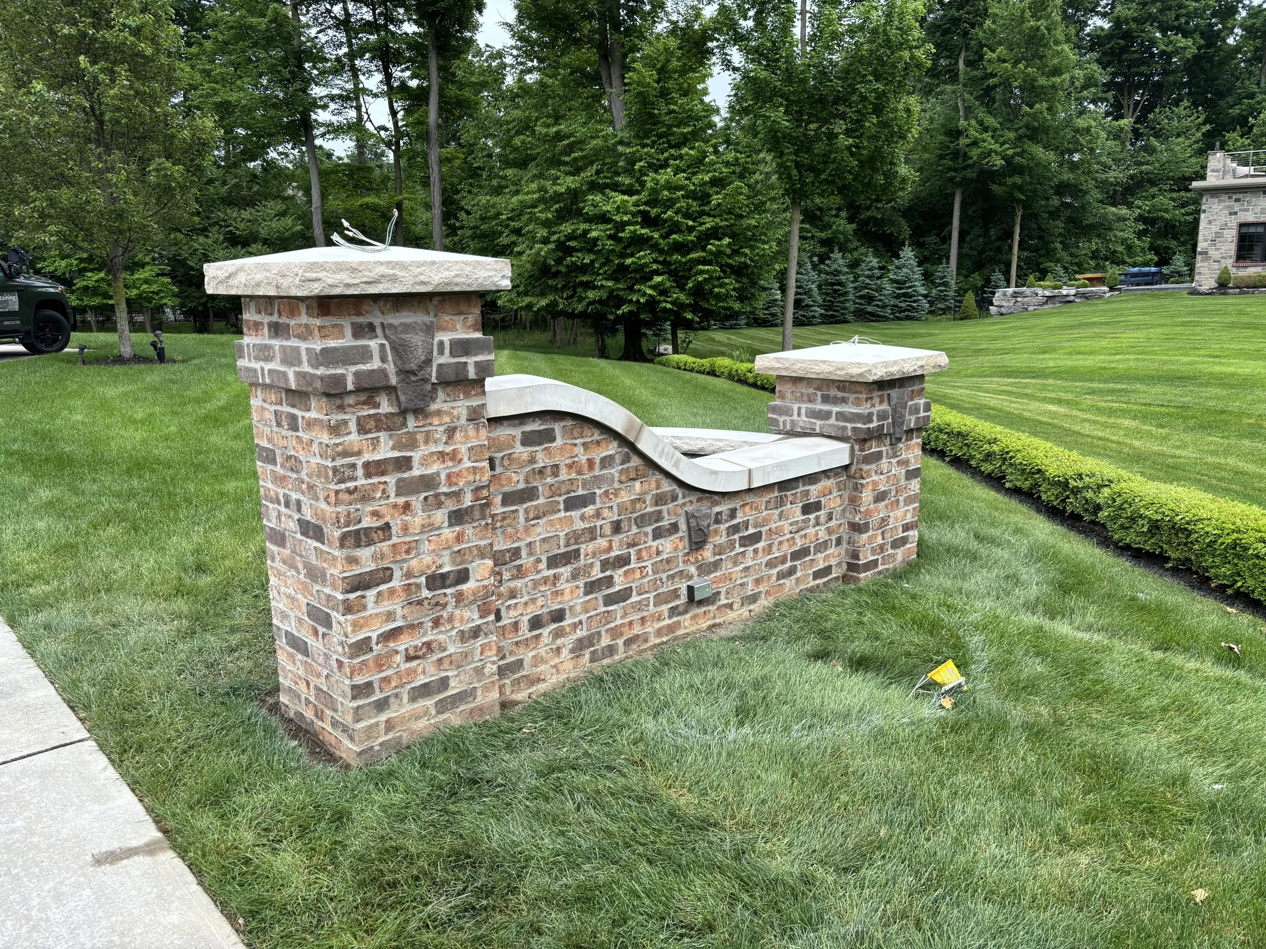 Stonecutter Masonry Brick Pillar Planter in Buffalo New York