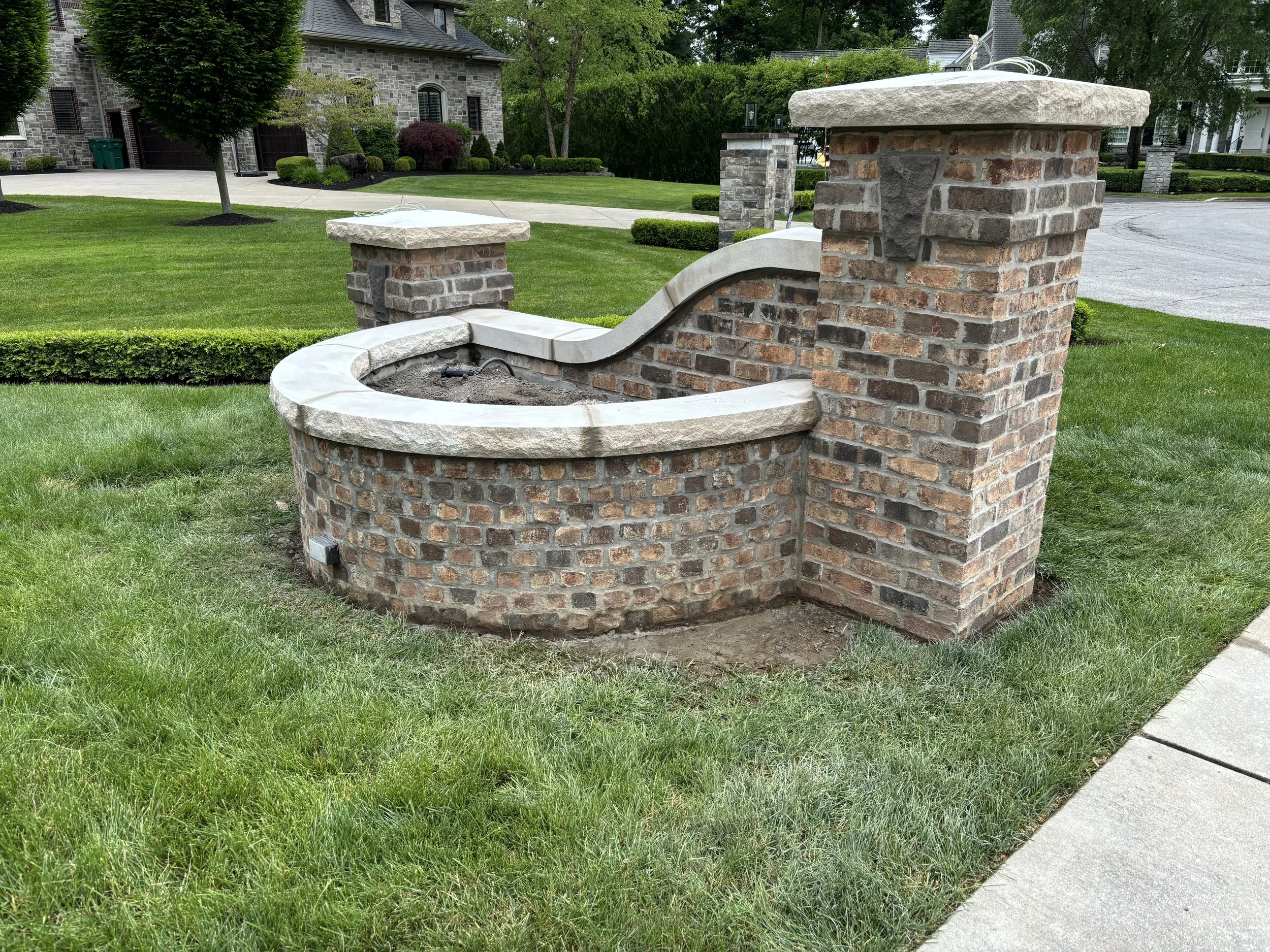 Stonecutter Masonry Brick Pillar Planter in Buffalo New York