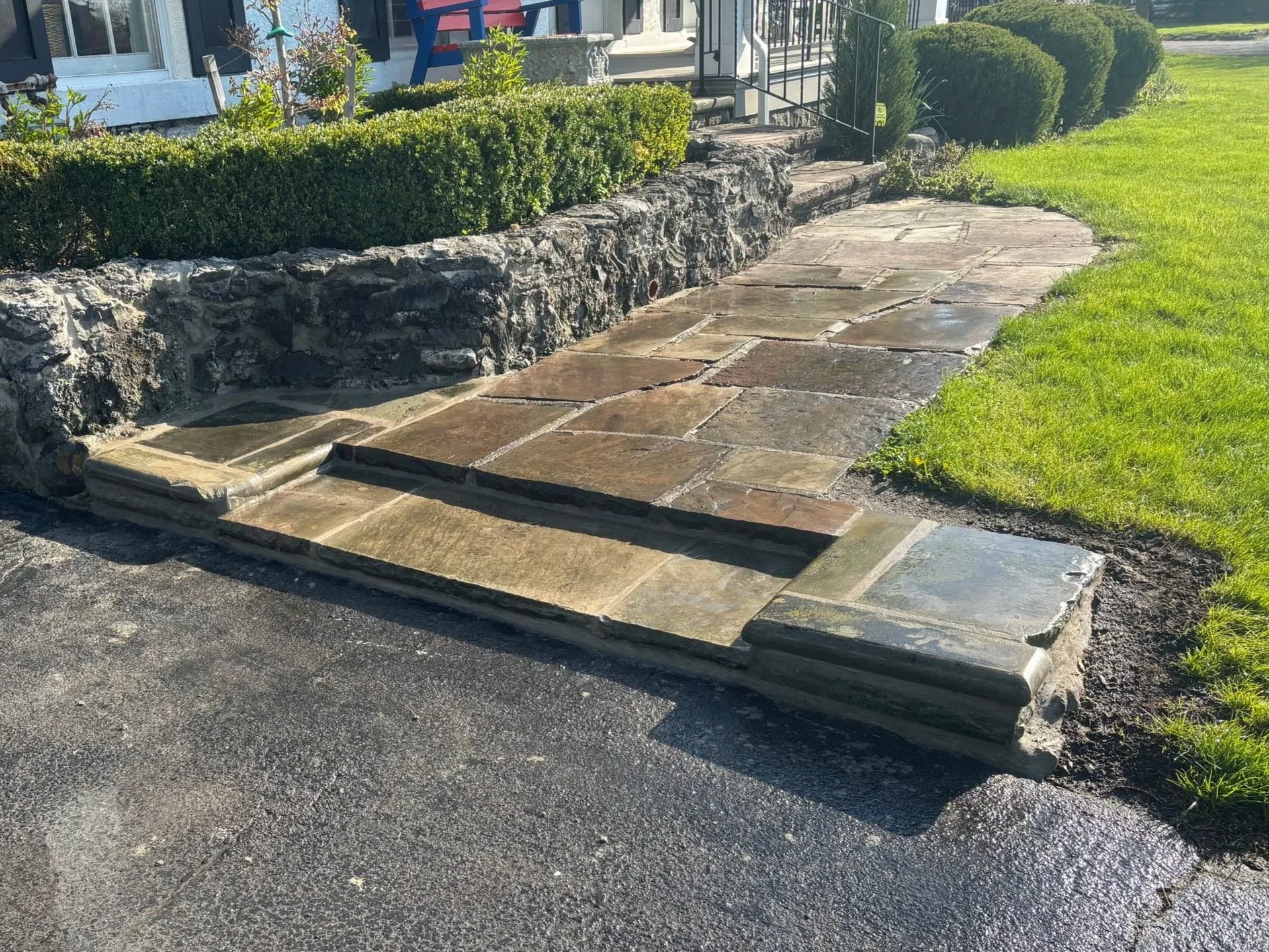 Stonecutter Masonry Brick Pillars and Planter