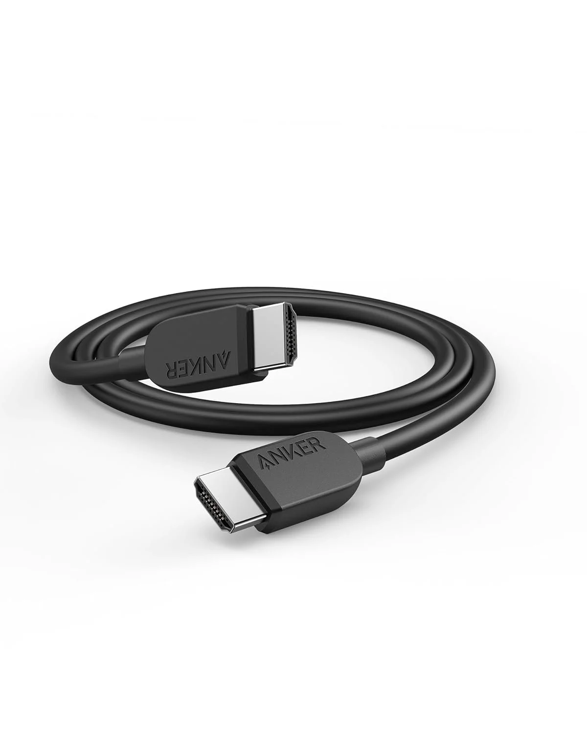 Black HDMI cable with two connectors, one labeled Anker