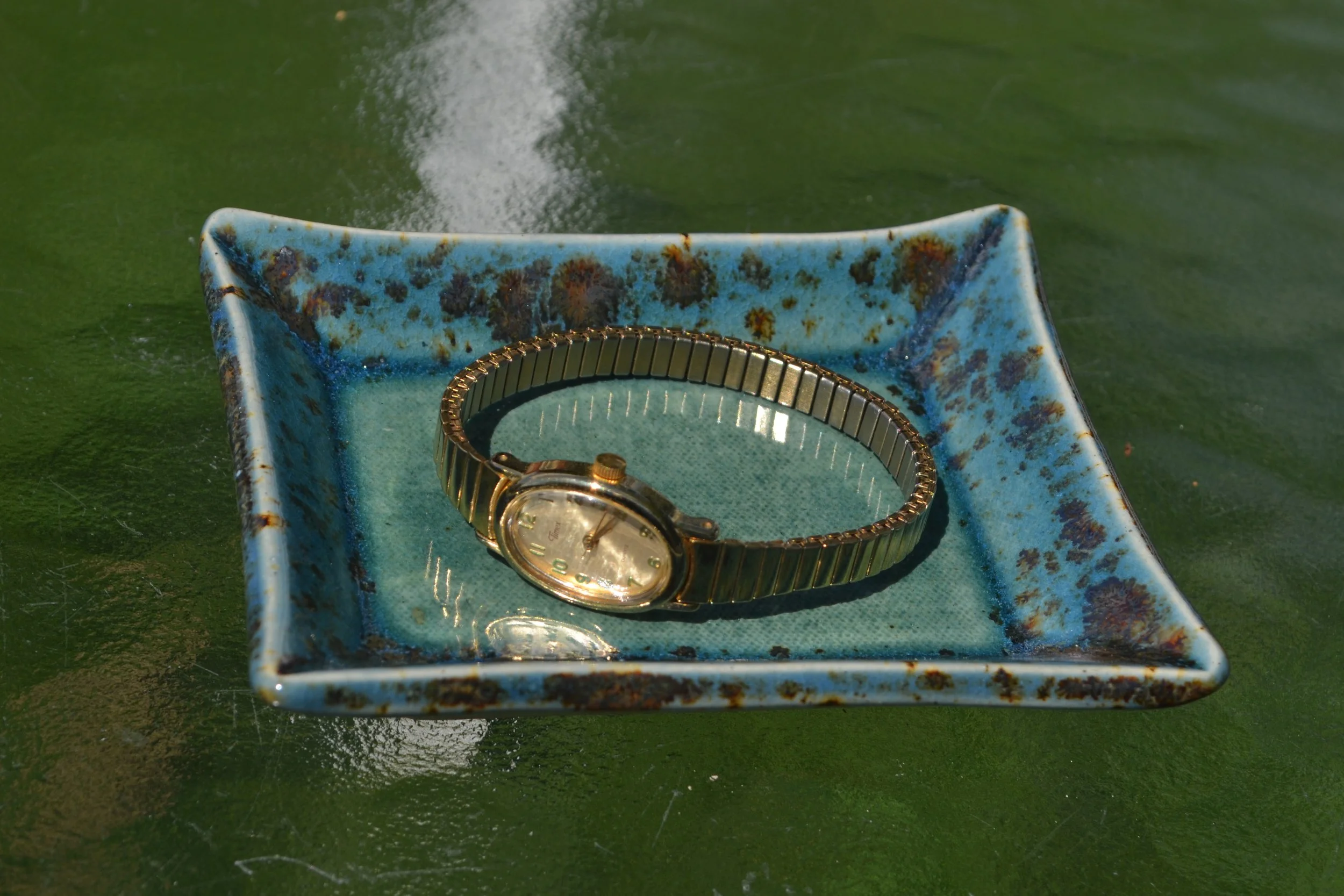 Blue and Brown Footed Tray