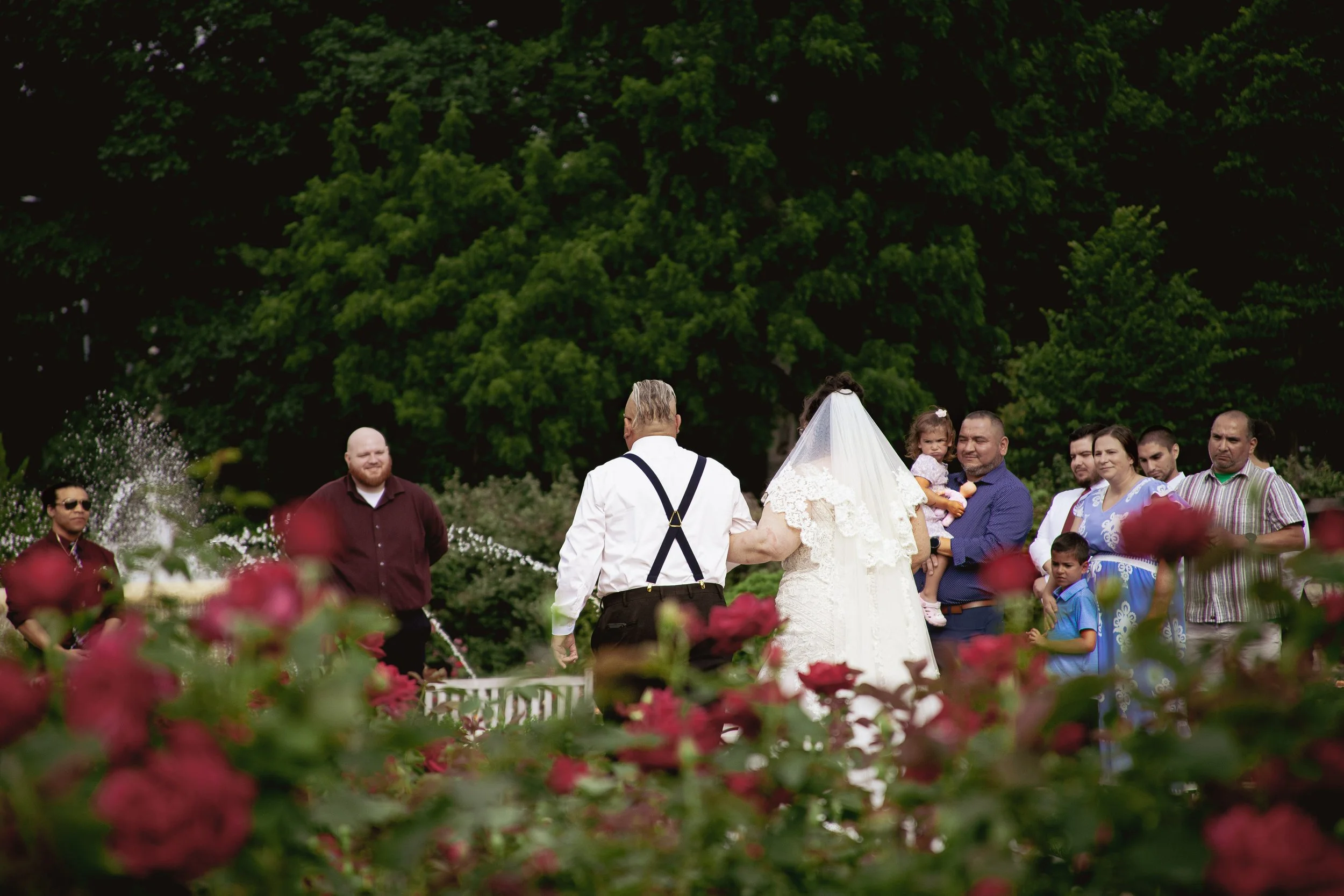 wedding-bride-groom-rose-garden-kansas-city-happy-couple-sweet-wedding-dress-gown-veil-intimate-red-aisle