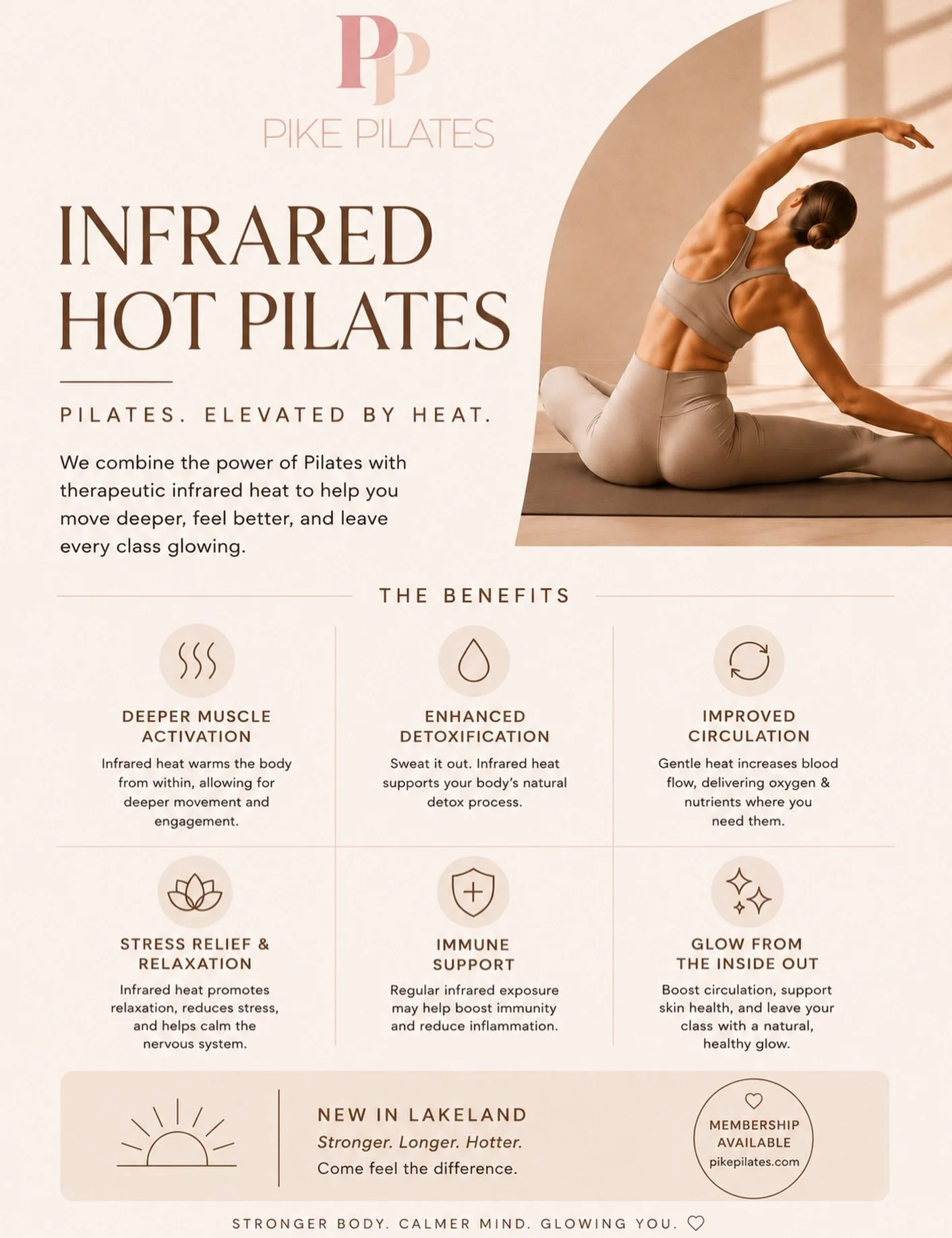 Infrared heat promotes circulation, deeper muscle activation and recovery. Strengthening your body while calming your mind 🤍

Founding member spots are limited.