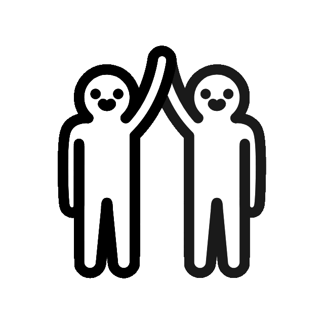 Two cartoon characters giving each other a high-five