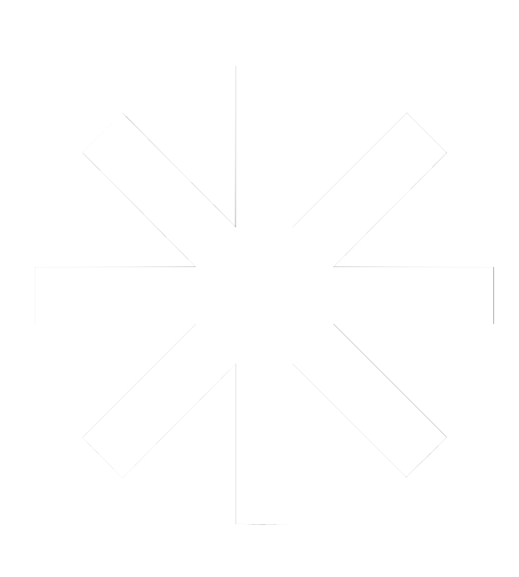 A black background with white symmetrical geometric shape in the center, resembling an asterisk or star with eight points.