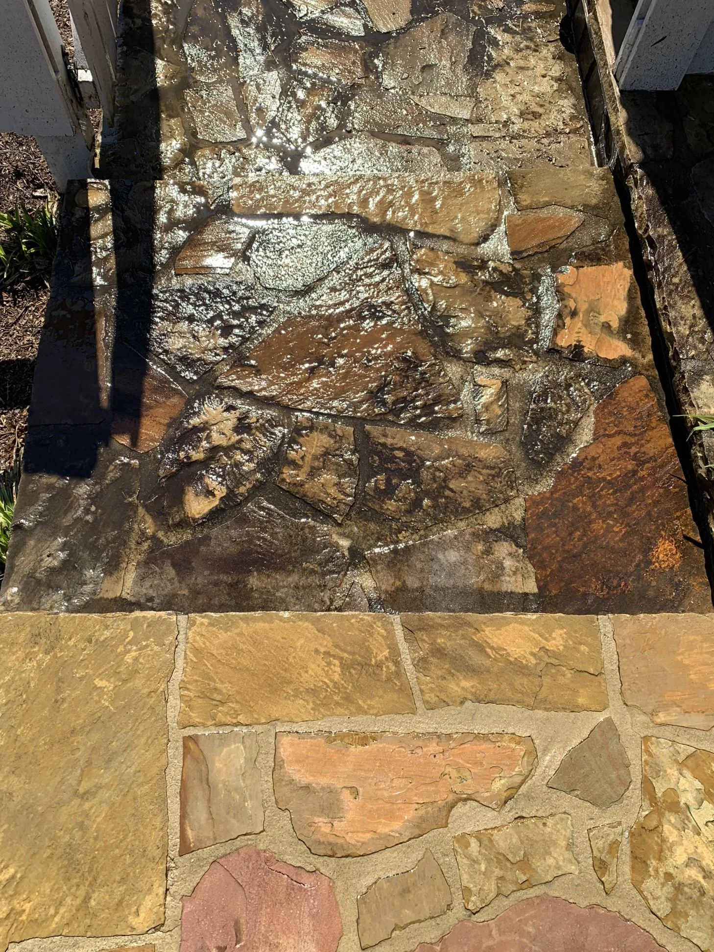 Before & after driveway power washing in Woodstock, Ga