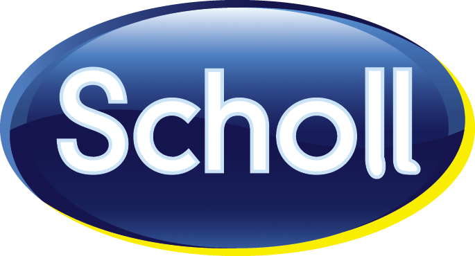 Scholl logo with blue oval background, white text, yellow accents, and gradient design.