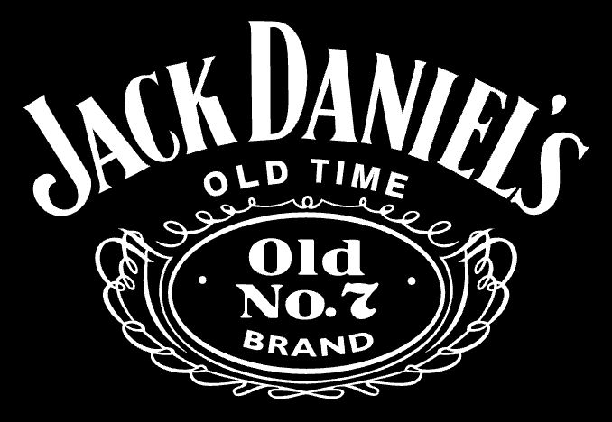 Black background with white text displaying the Jack Daniel's Old No. 7 logo.