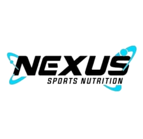 Nexus Sports Nutrition logo with stylized text and planetary orbit design.