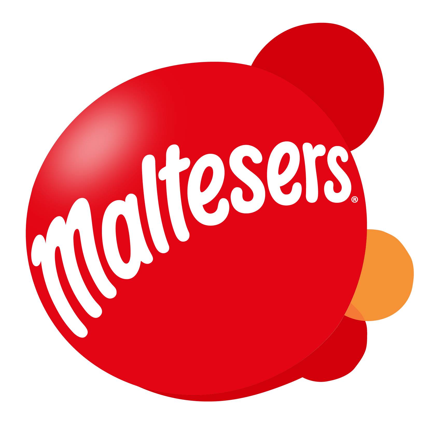 Close-up of a Maltesers chocolate box with a red background and white text, partially showing orange and purple sections.