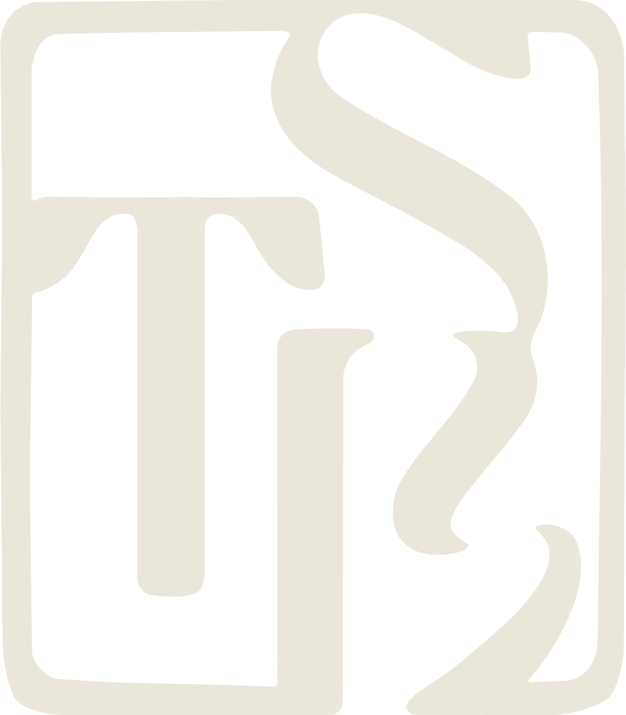 Black and white abstract design with bold shapes and lines indicated The Space Between's logo -TSB.