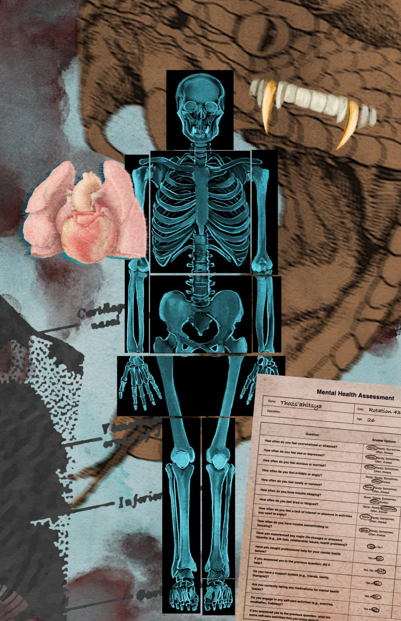  Thozs'ahltsya's Inner Story , 2024. Digital Illustration & Collage