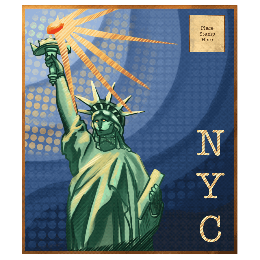  Futuristic NYC Post Card , 2025. Digital Illustration [GIF]