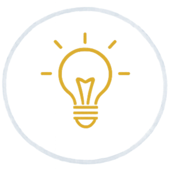 A simple illustration of a light bulb inside a circle
