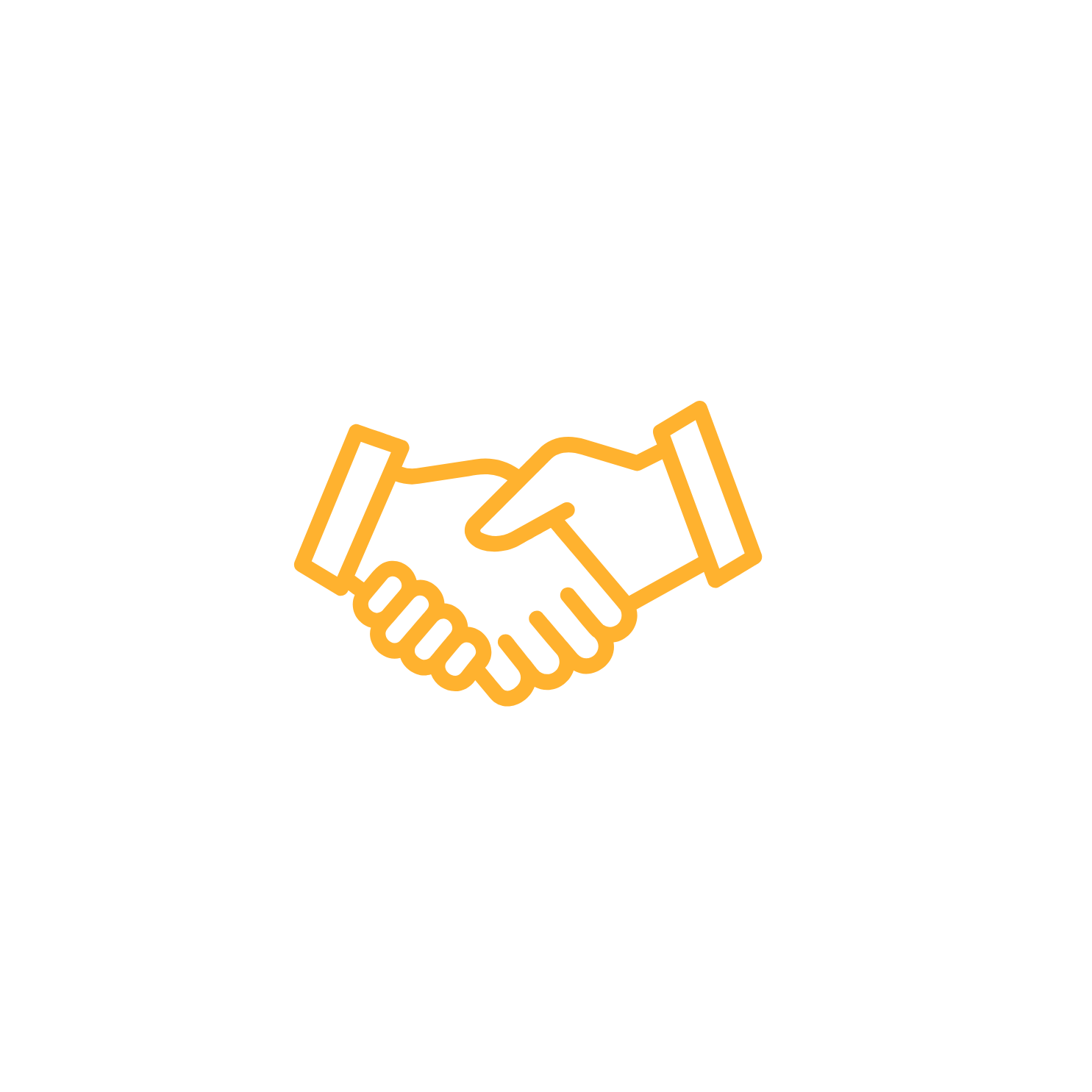 Black and orange neon sign of two shaking hands, with the words 'Mutual Agreement' above.