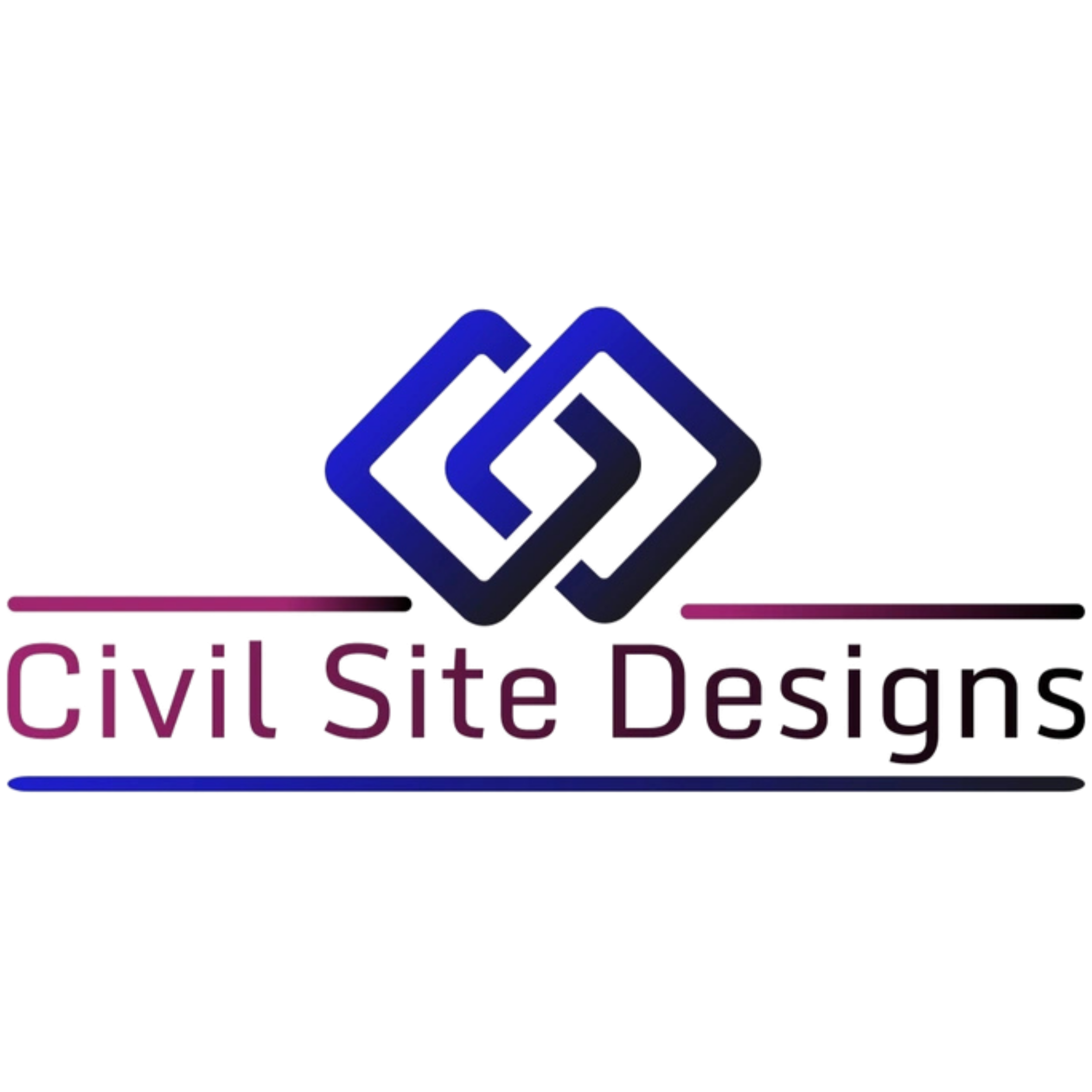 Neon sign with a stylized mountain logo and the words 'Civil Site Design' in pink and purple colors.