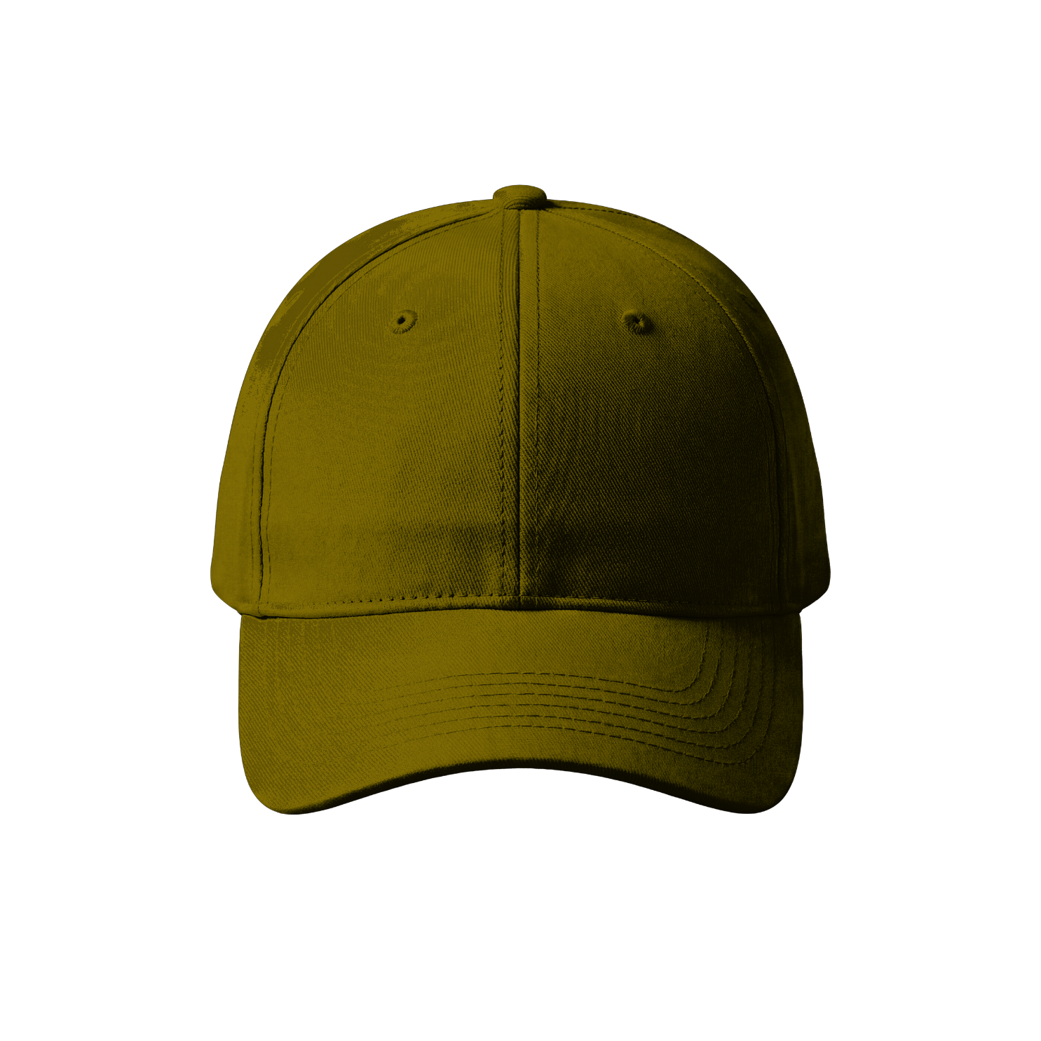 Yellow baseball cap with a curved brim, shown against a black background.