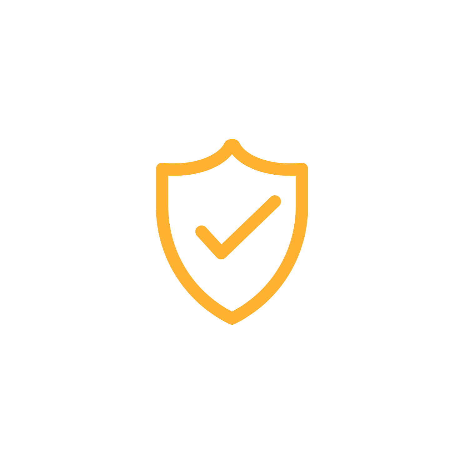 A shield icon with a check mark inside it, symbolizing security or protection.