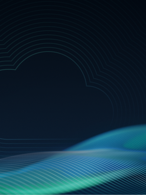 Conceptual graphic of a cloud partially obscured by waves of blue light
