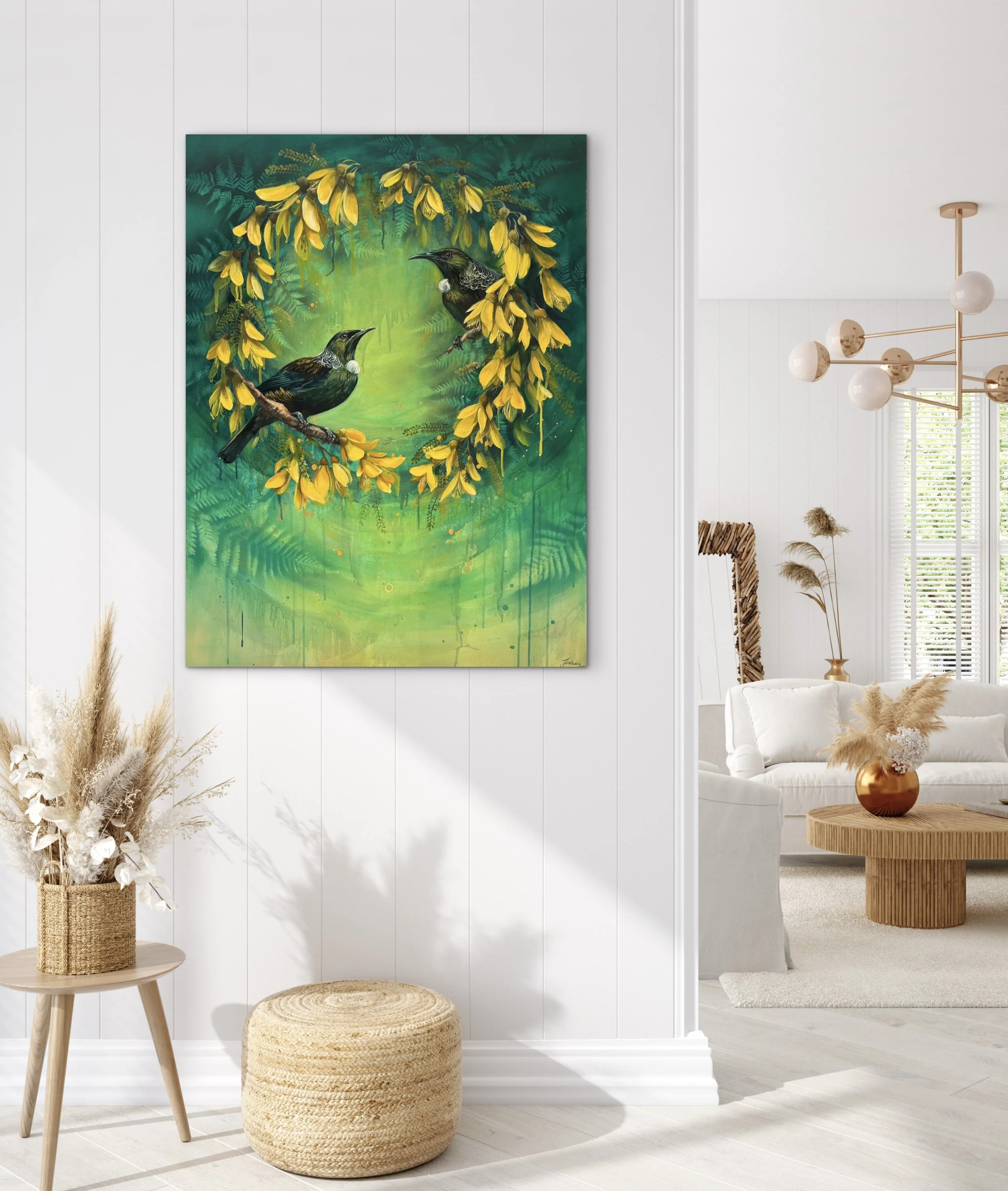 Keepers of the Kōwhai, Original painting, fine art at auckland art show 2026