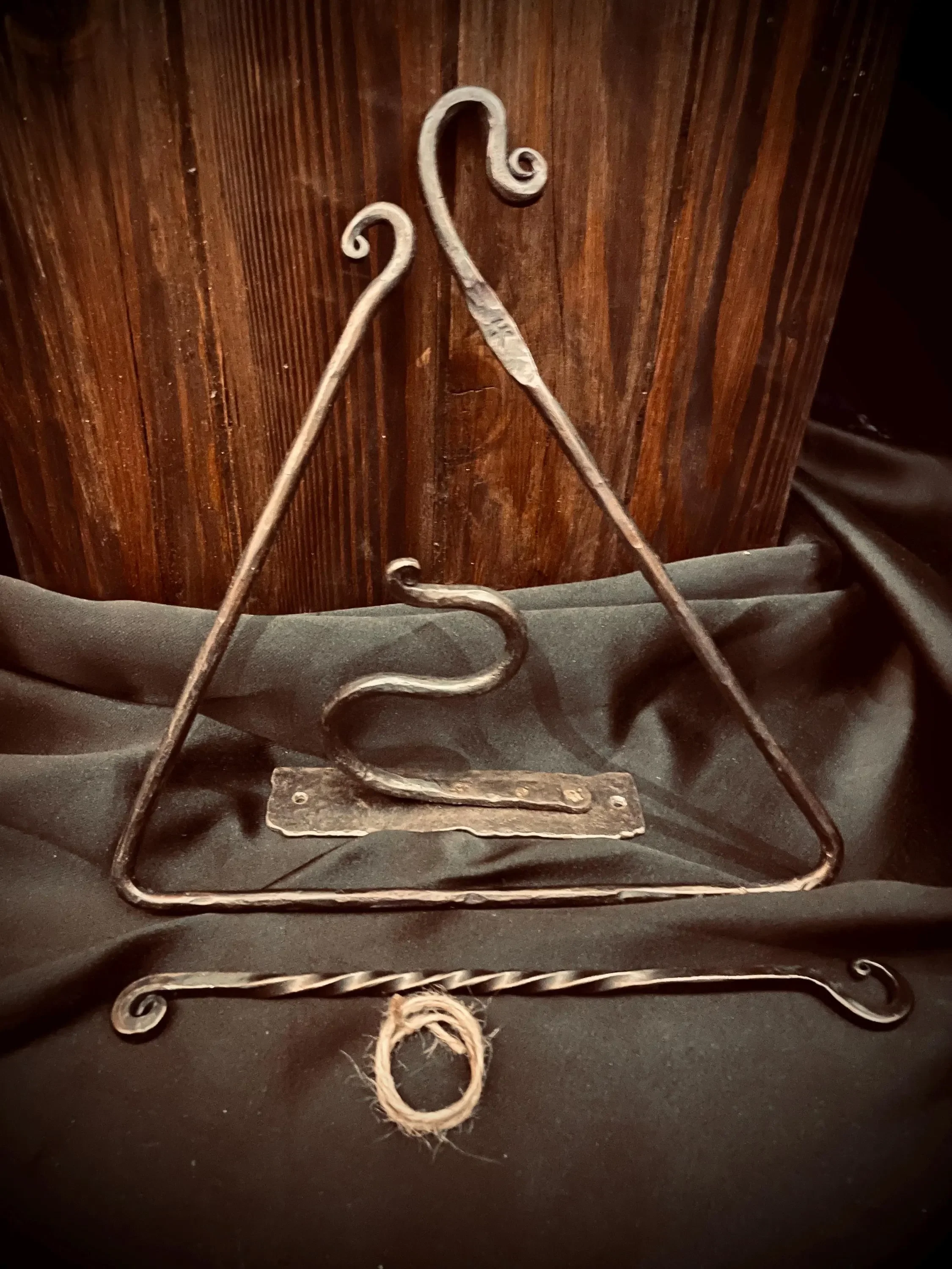 Hand Forged Triangle Dinner Bell with Striker, Mounting Hook & Hardware
