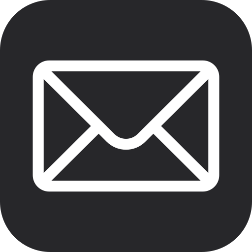Icon of a white envelope on a black background.