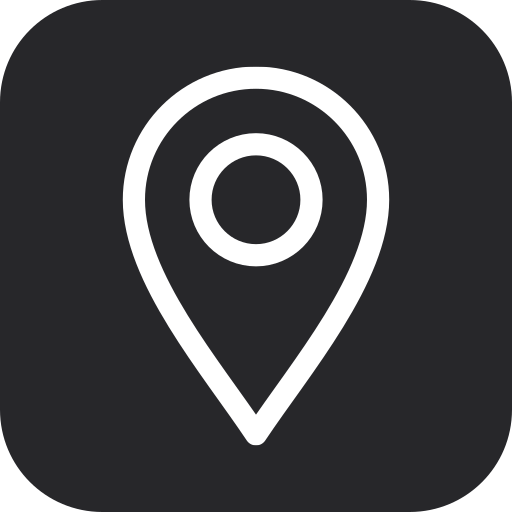 Icon of a location pin on a dark background