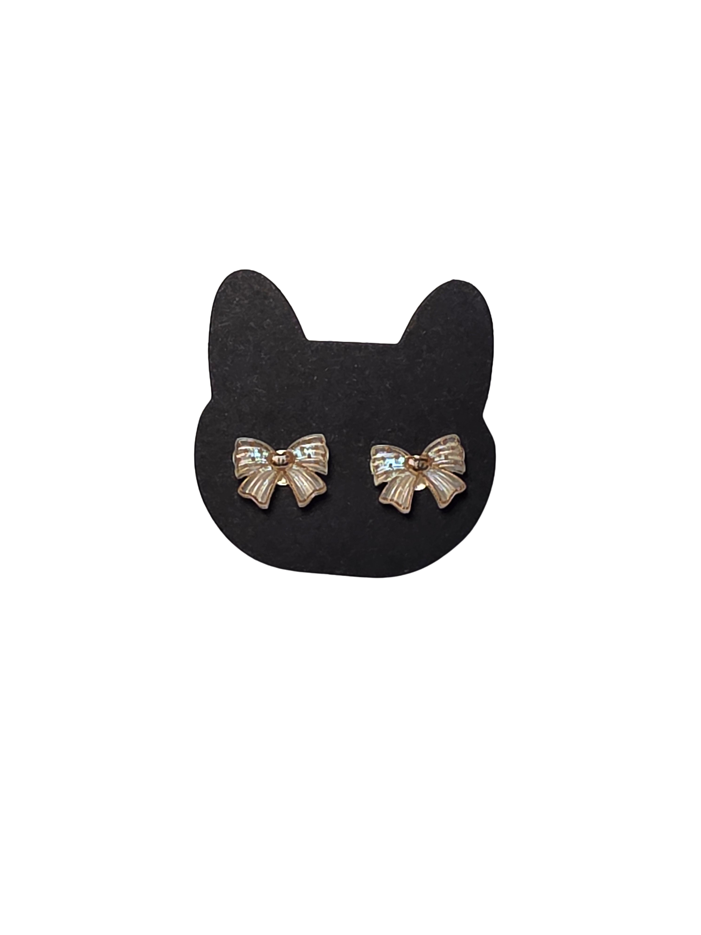 Gold CC Bow Earrings