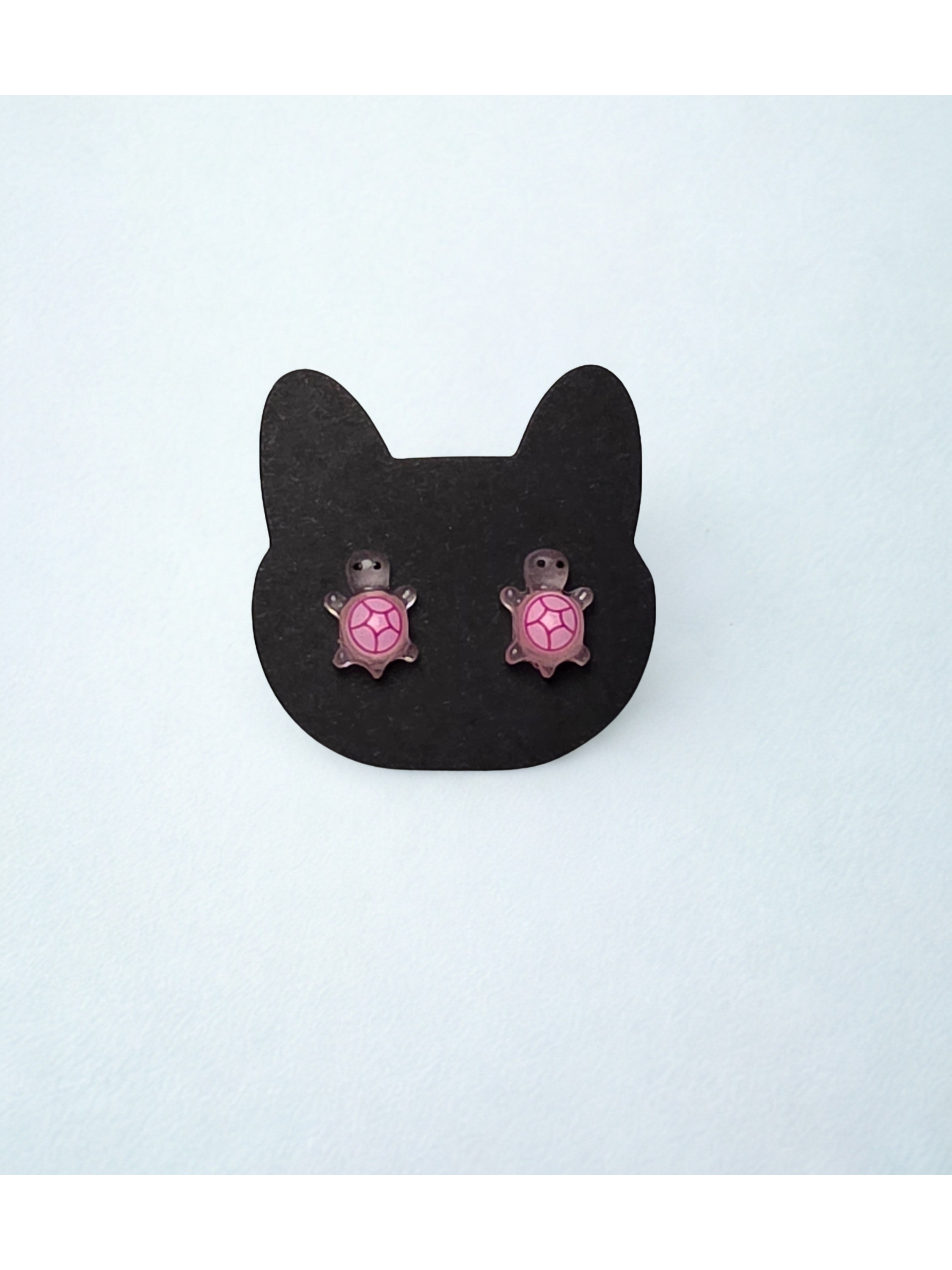 Pink Turtle Earrings