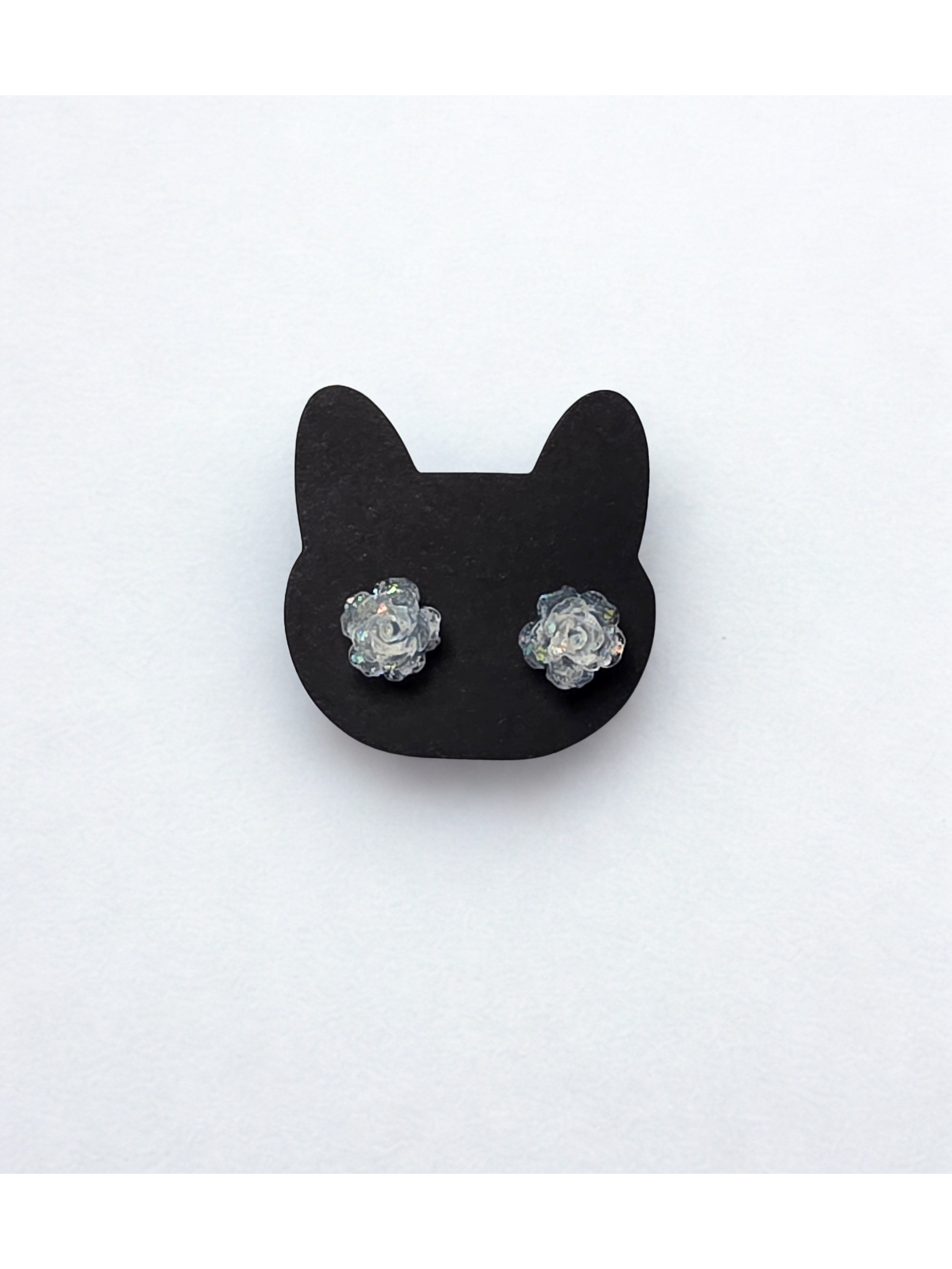 Clear Blue Rose Earrings