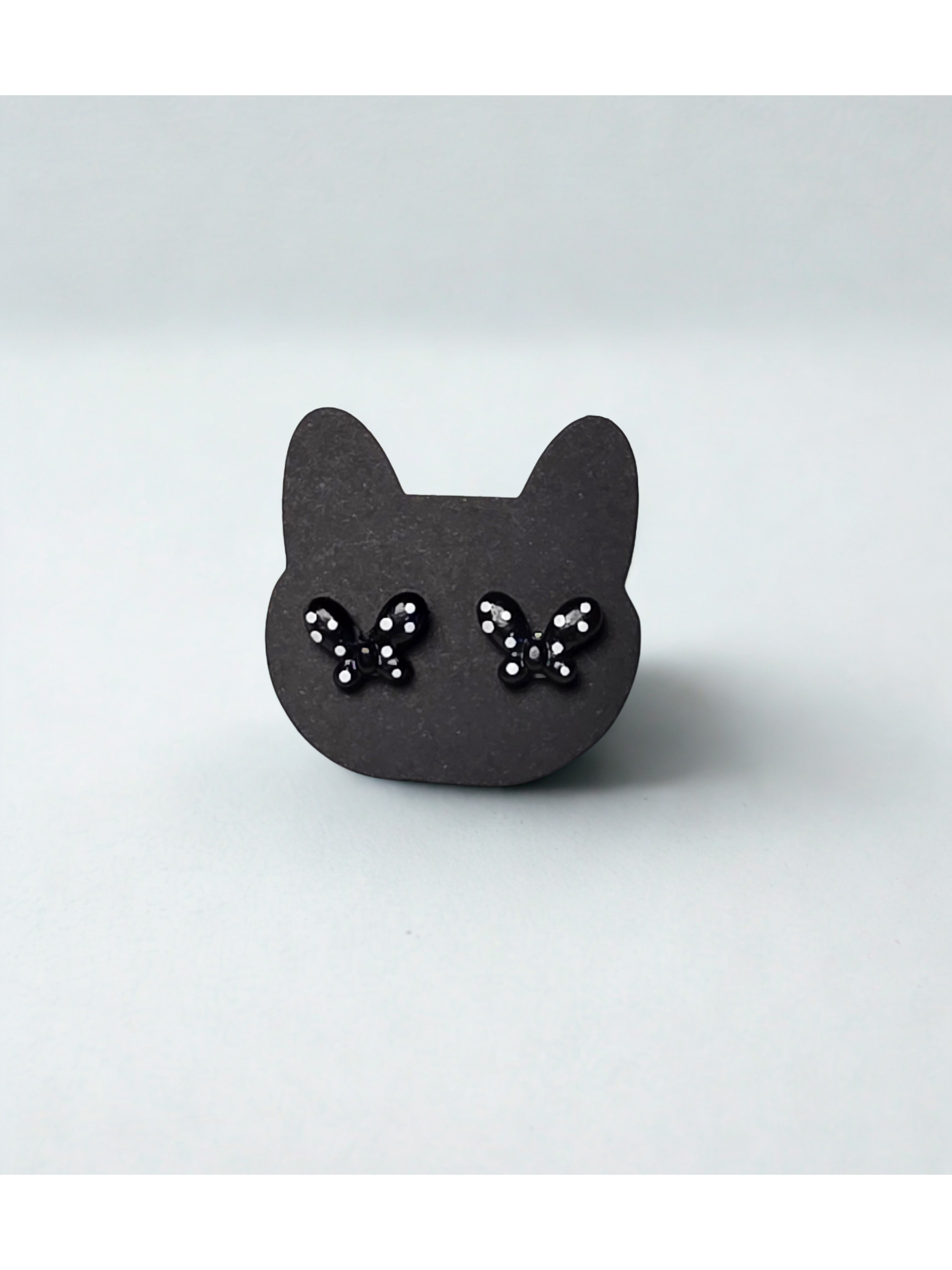 Black Polka Dot Butterfly Earrings