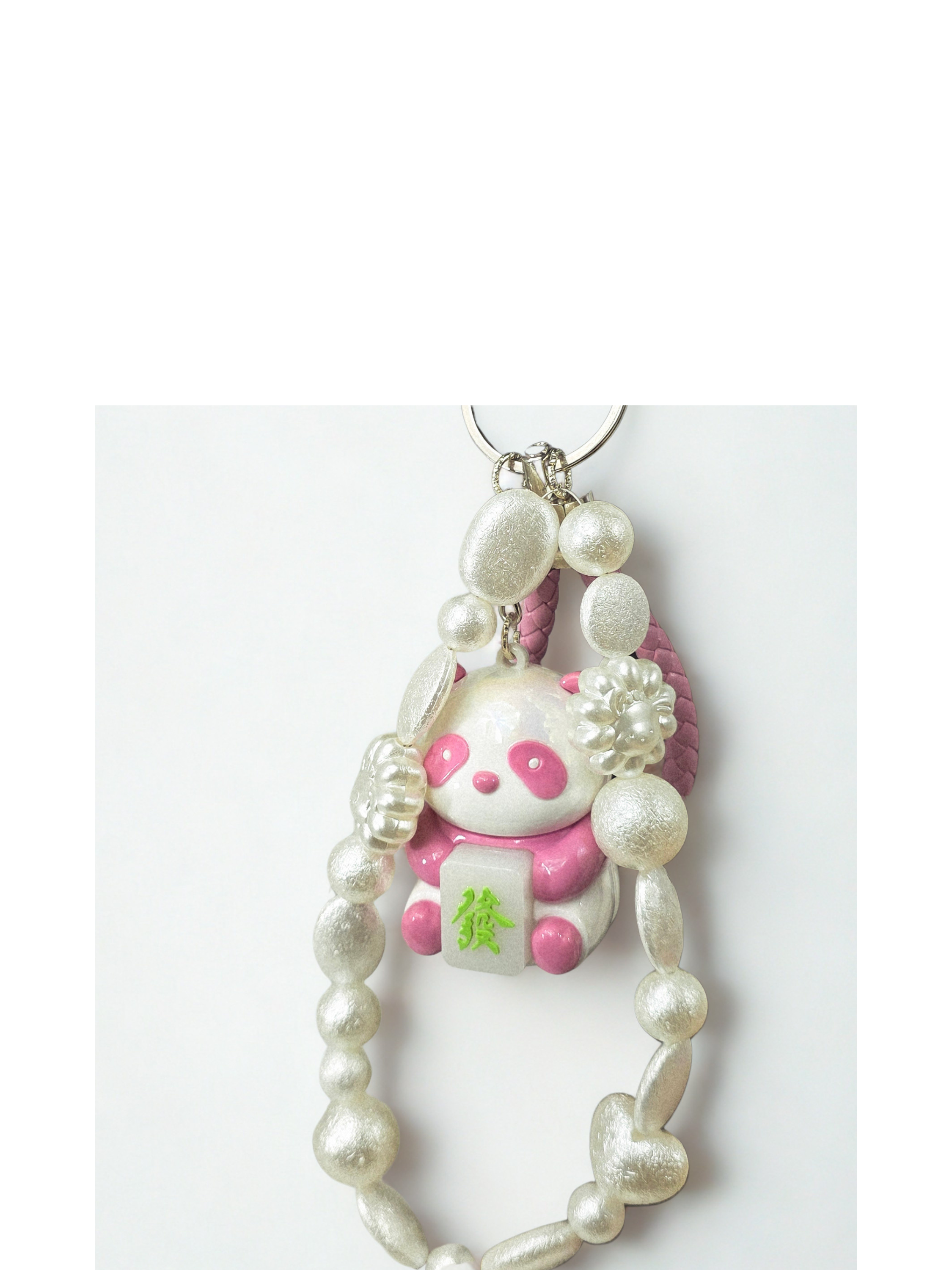 Pink Panda and Pearl Keychain