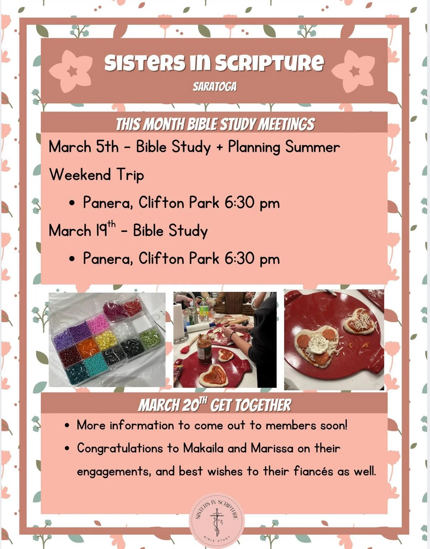 March Calendar ✔️ 

This month we have a couple exciting events + announcements!

Firstly, CONGRATS to the newly engaged Makaila @mspra.35 and Marissa @marissacarr + their fianc&eacute;s! We are so happy for all of you both 🤍

Secondly, our 2 Bible 