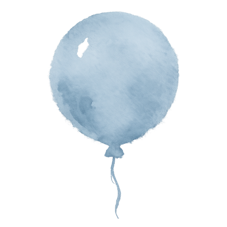 A single blue helium balloon with a string attached.