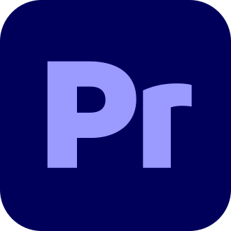 Adobe Premiere Pro logo on a dark blue background.
