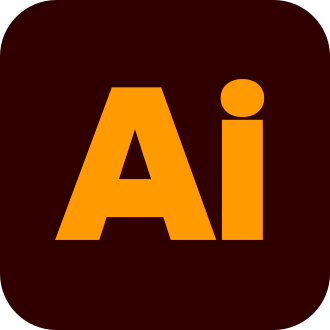 Adobe Illustrator icon with orange 'Ai' on a dark brown background.