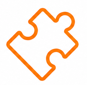 Orange outline of a puzzle piece.