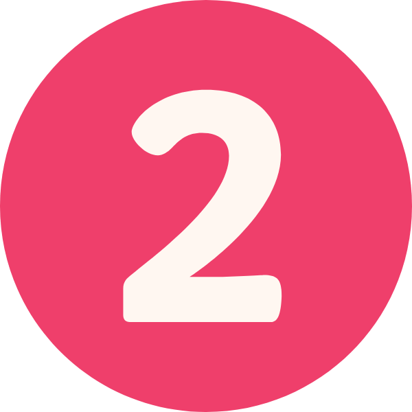 Pink circular icon with a white number 2 in the center.