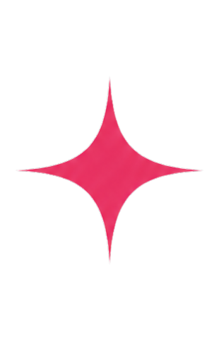 Pink geometric star-shaped spark at the bottom of a stylized black star on a white background.