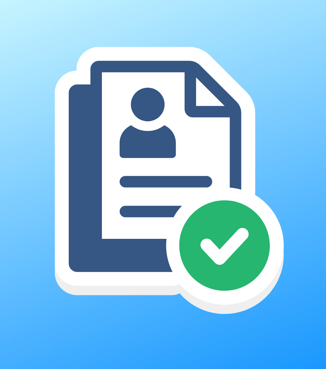 Icon of a mobile phone displaying a user profile with a green checkmark indicating verification or approval.