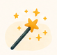 Magic wand with sparkles, representing the creation of personalised visual stories and social stories for children