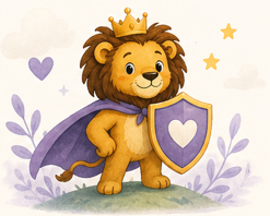 Lion holding a shield
