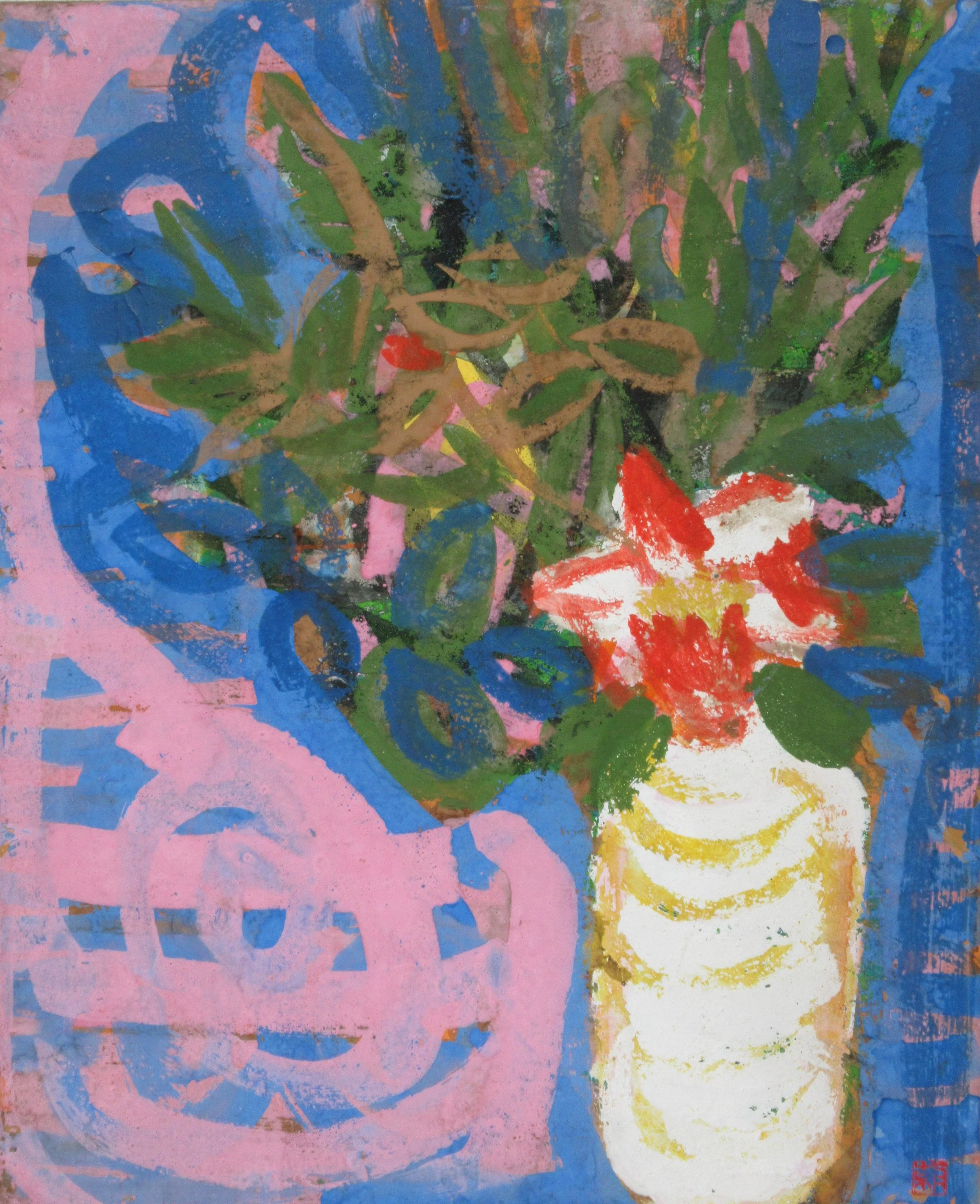 Camellia — 1974 — Mineral pigments on Japanese paper panel — 65.2 × 53.0 cm