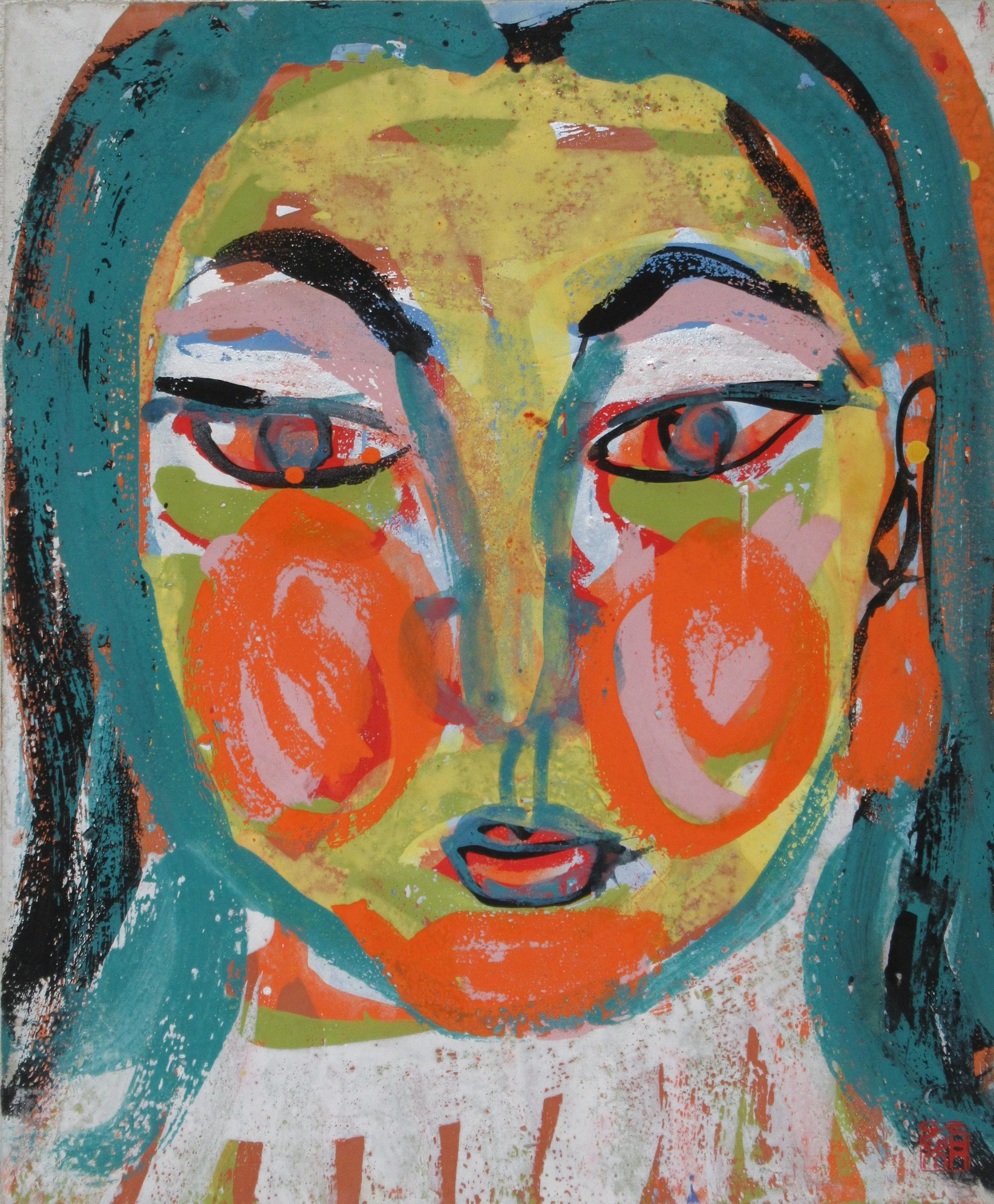 Face — 1974 — Mineral pigments on hemp paper board — 45.5 × 38.0 cm