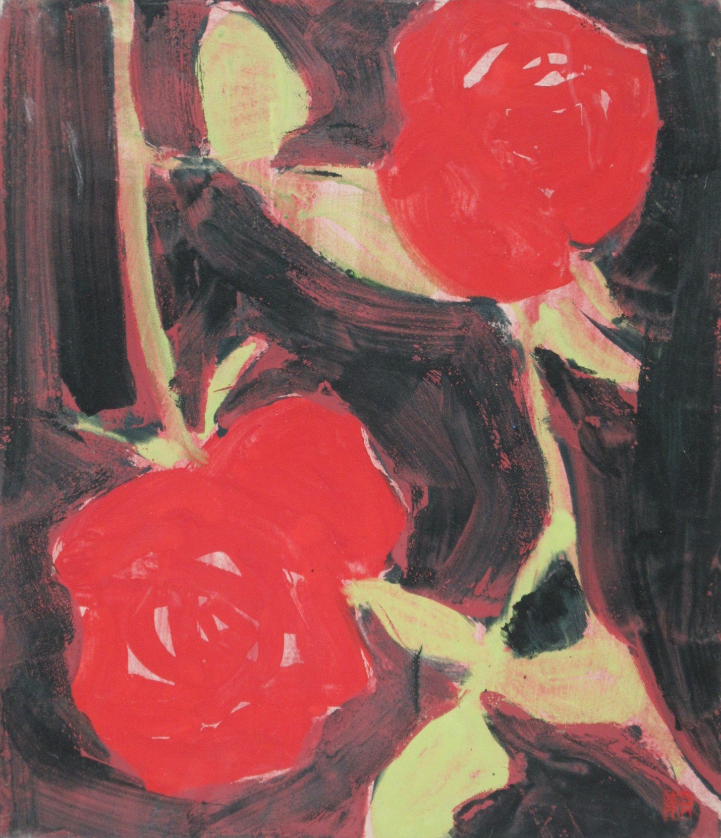 Roses — 1969 — Mineral pigments on Japanese paper panel — 53 × 45.5 cm