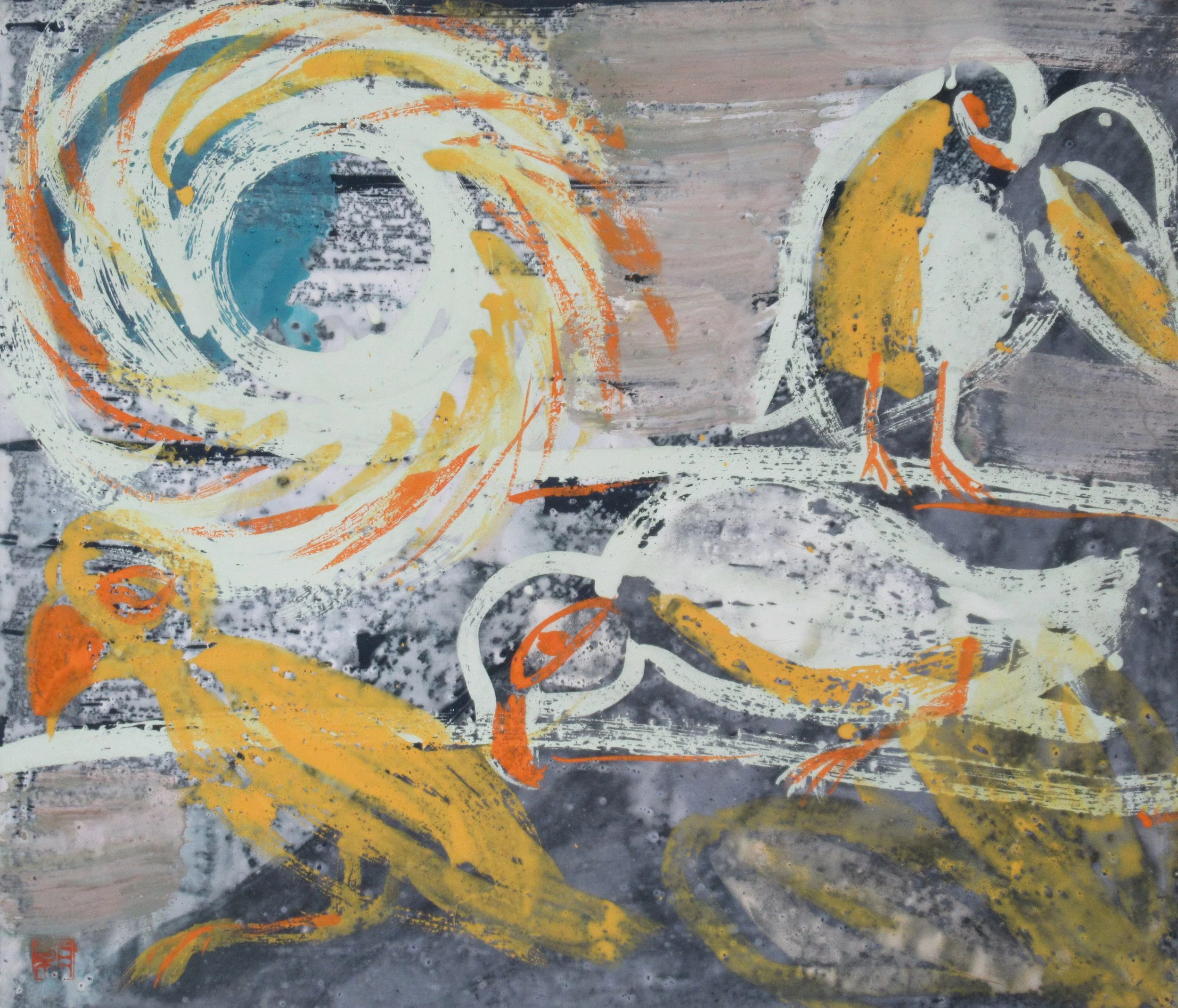 Small Bird — 1971 — Mineral pigments on hemp paper board — 44.5 × 52.0 cm