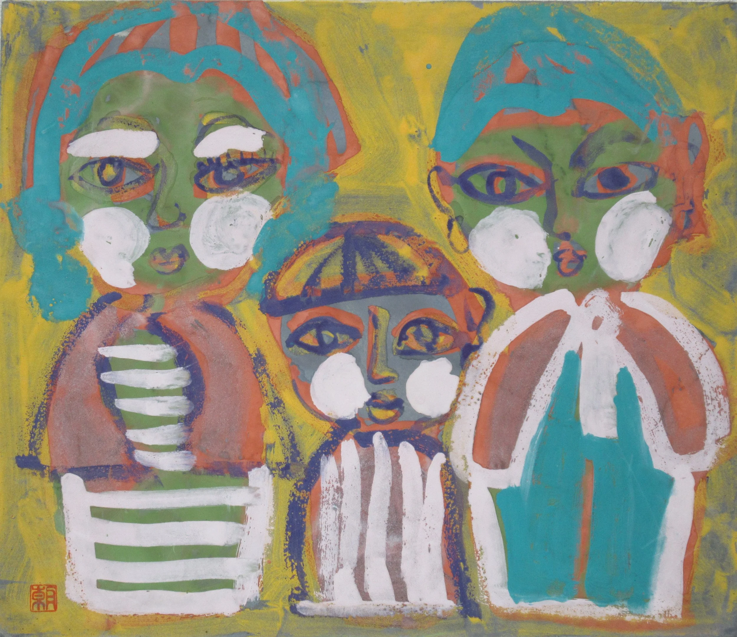Parent and Child — 1971 — Mineral pigments on hemp paper board — 53.0 × 45.5 cm