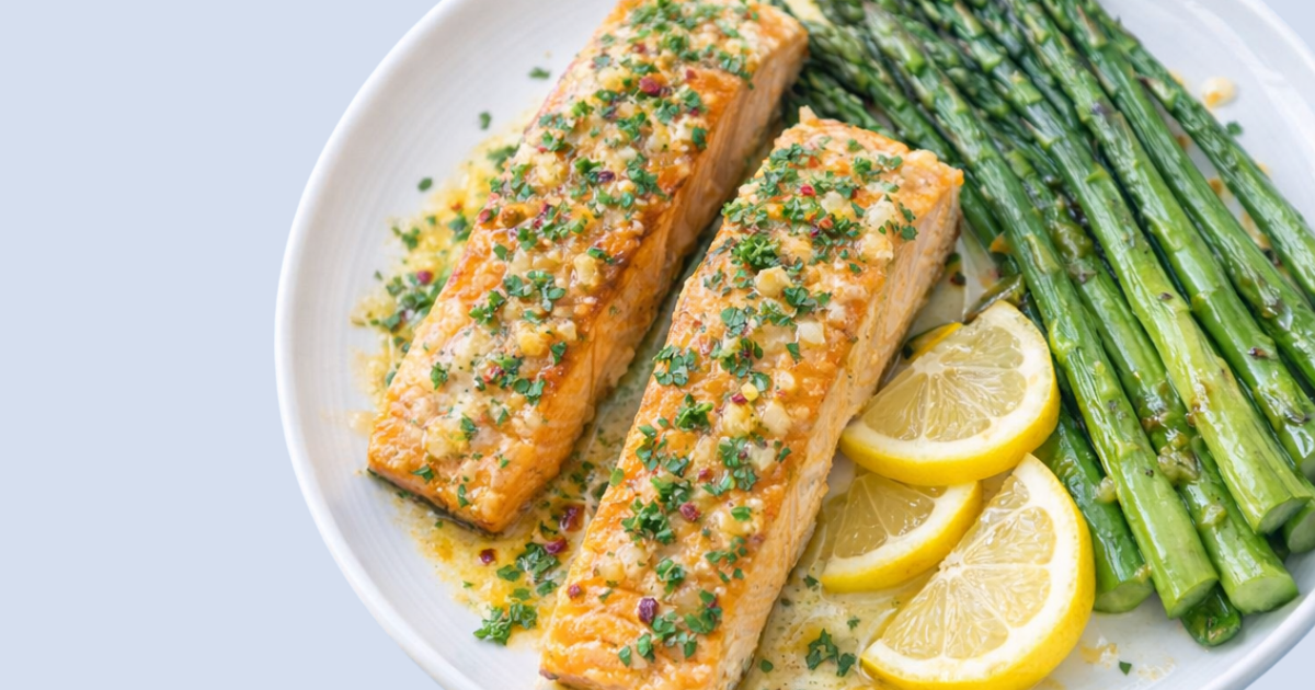 Keto Garlic Butter Salmon with Asparagus