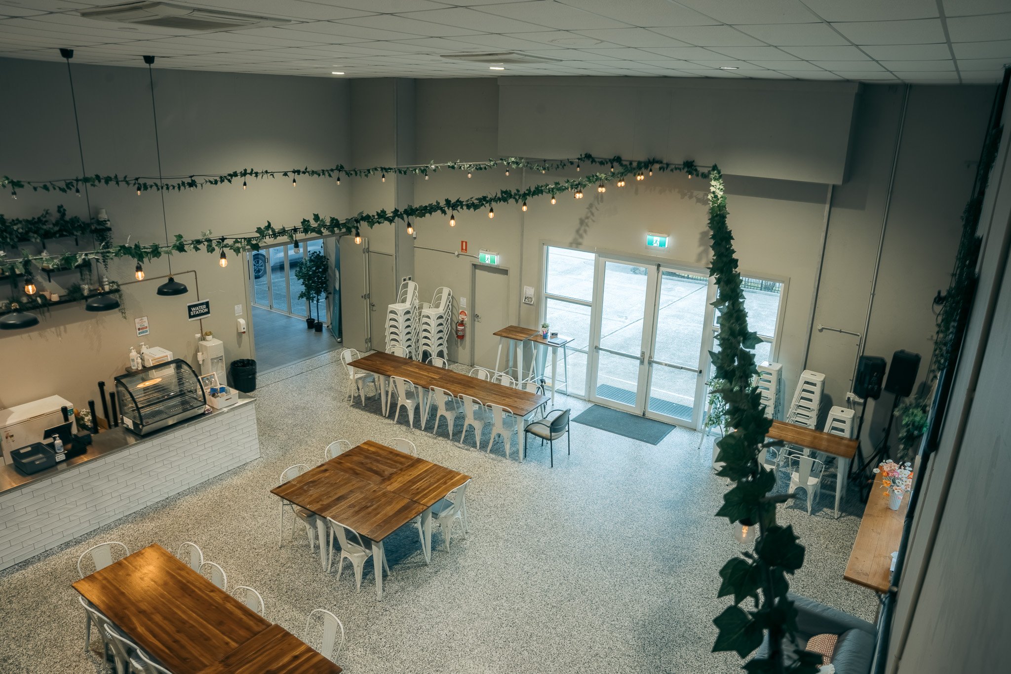 Training and event room for hire in Caloundra with seating for up to 50 people, presentation screen and professional AV facilities on the Sunshine Coast.