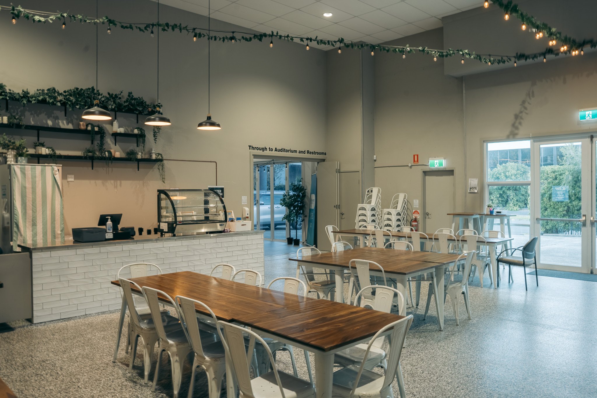 Training and event room for hire in Caloundra with seating for up to 50 people, presentation screen and professional AV facilities on the Sunshine Coast.